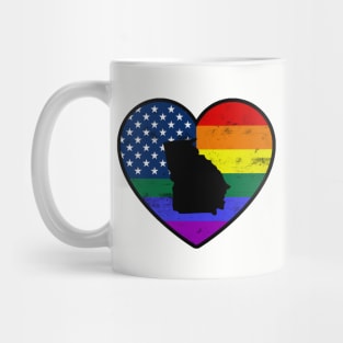 Georgia United States Gay Pride Flag Heart Mug